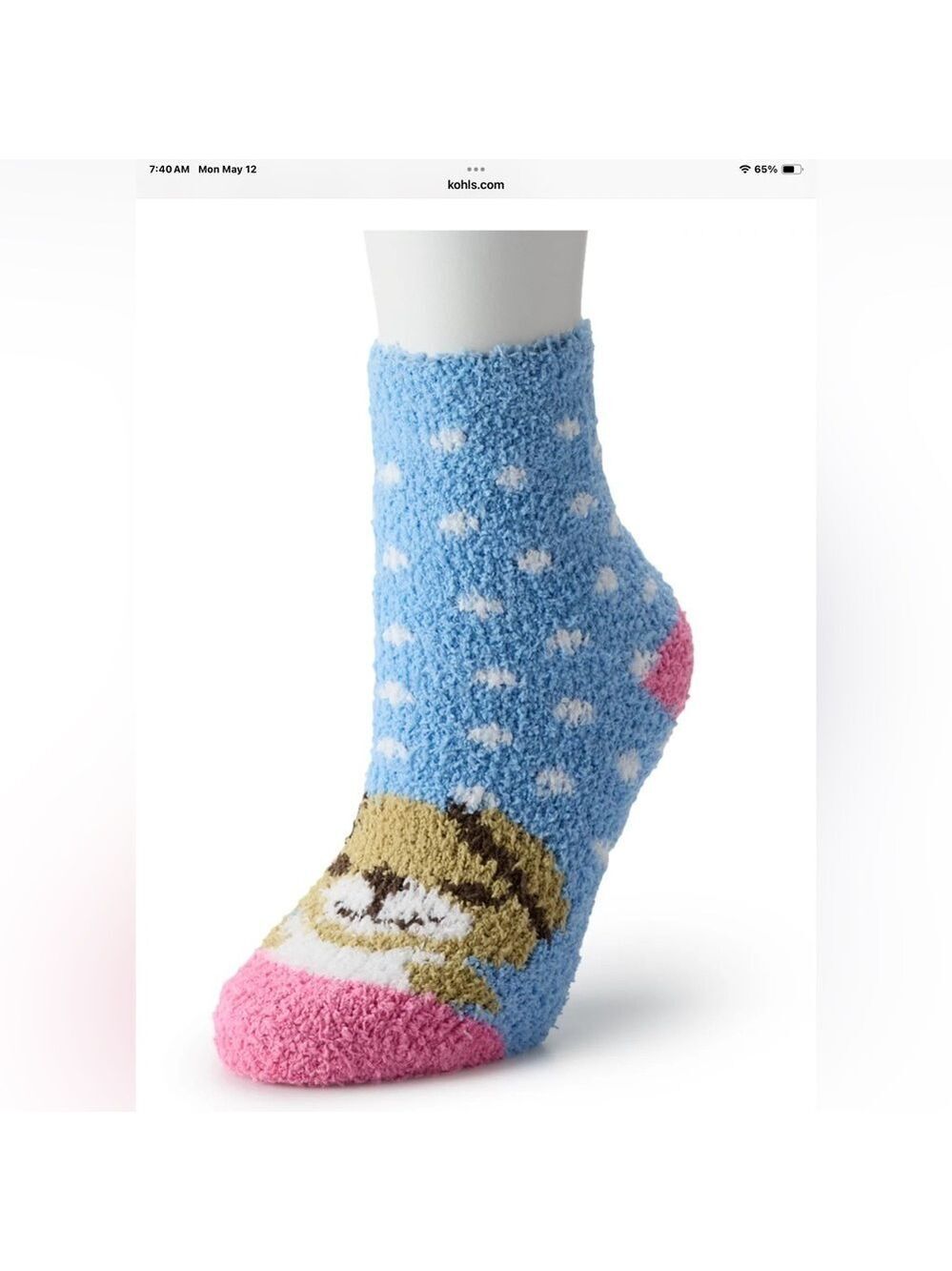 Kohls Shine holiday dog themed fuzzy sock